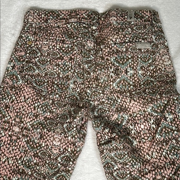 7 For All Mankind Pink and Brown Patterned Skinny Jeans - Picture 3 of 6